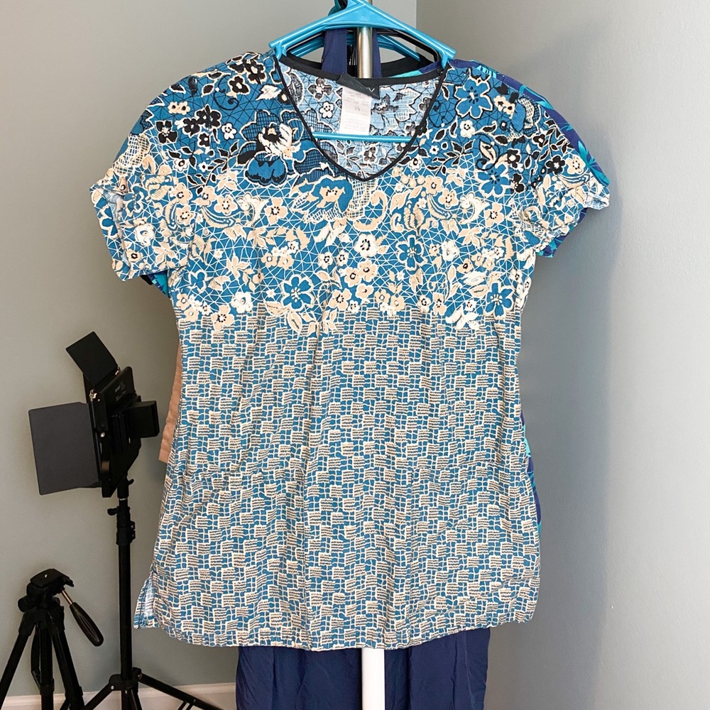 Runway by Cherokee Mixed Pattern Scrub Top